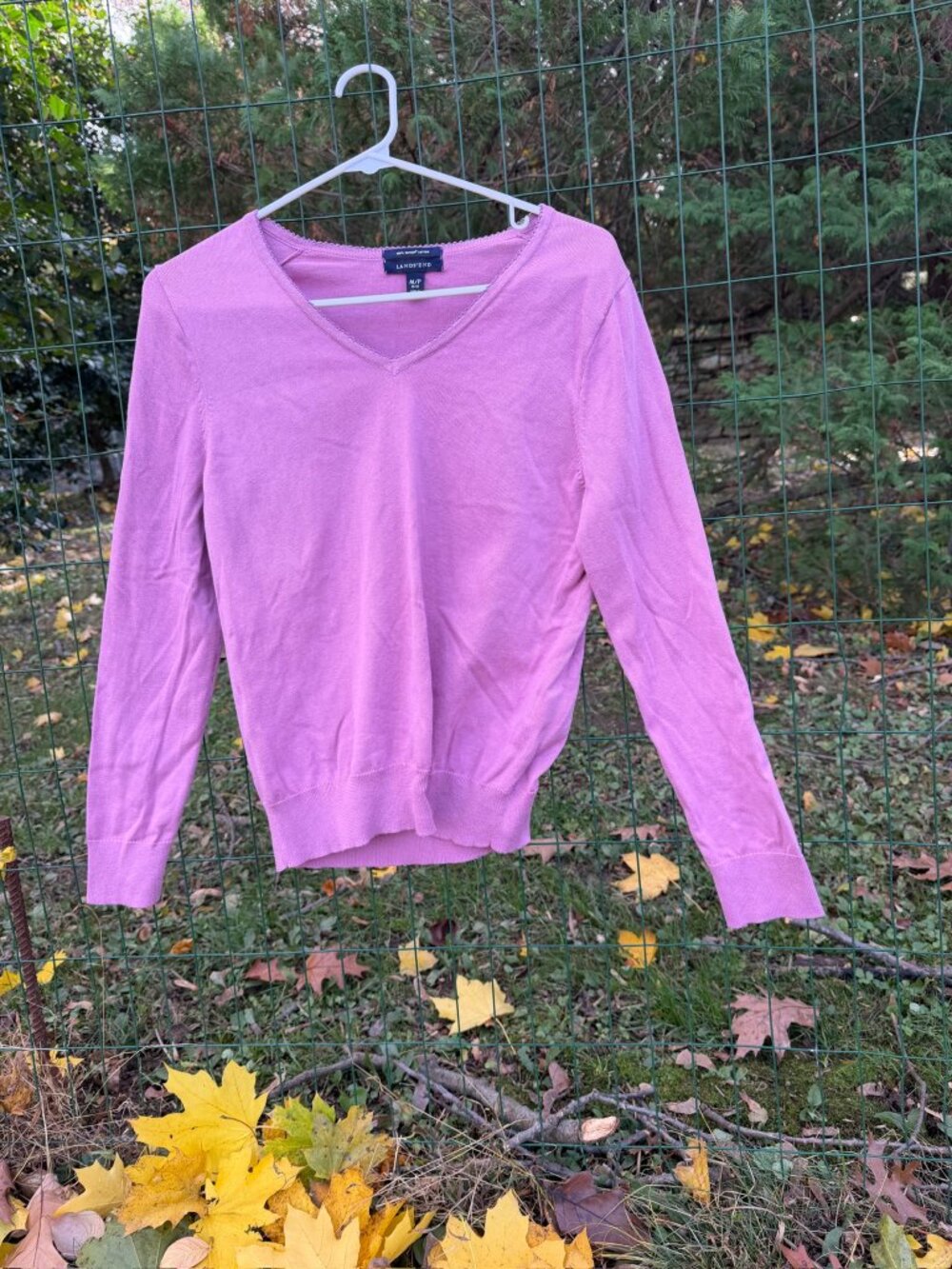 Lands' End Pink V-Neck Knit Top